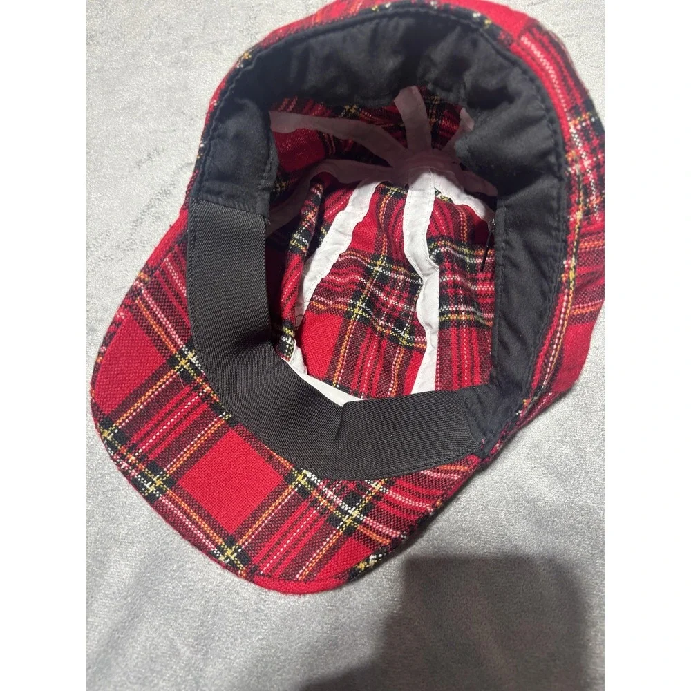 Elope Hat Newsboy Cabbie Fitted Adult One Size Red Plaid Tartan Scottish Y2K